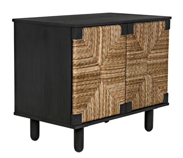 Noir Brook 2 Door Sideboard - Elegant Mahogany Storage with Coastal Sea Grass Panels for Any Space Pale GCON239P