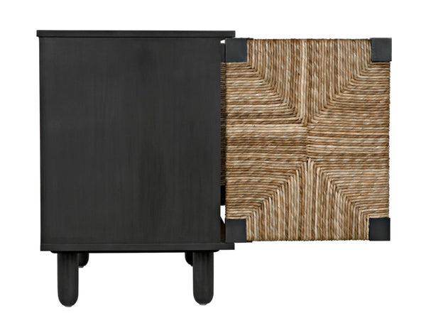 Noir Brook 2 Door Sideboard - Elegant Mahogany Storage with Coastal Sea Grass Panels for Any Space Pale GCON239P