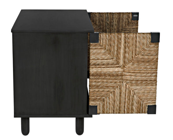 Noir Brook 2 Door Sideboard - Elegant Mahogany Storage with Coastal Sea Grass Panels for Any Space Pale GCON239P
