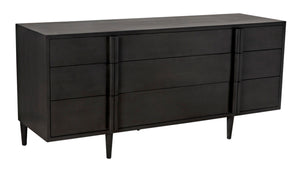 Noir Morten 9 Drawer Dresser - Hand-Carved Mahogany with Timeless Style and Ample Storage for Your Bedroom Pale GCON241P