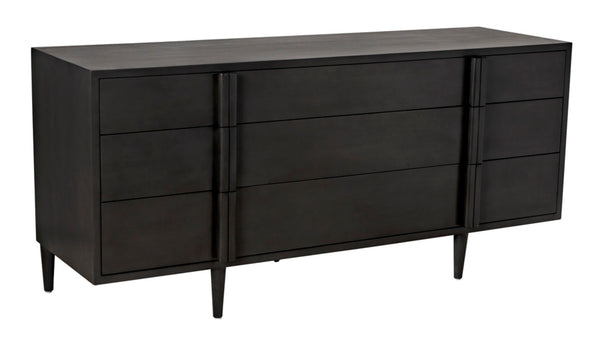 Noir Morten 9 Drawer Dresser - Hand-Carved Mahogany with Timeless Style and Ample Storage for Your Bedroom Pale GCON241P