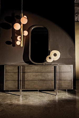 Noir Morten 9 Drawer Dresser - Hand-Carved Mahogany with Timeless Style and Ample Storage for Your Bedroom Pale GCON241P