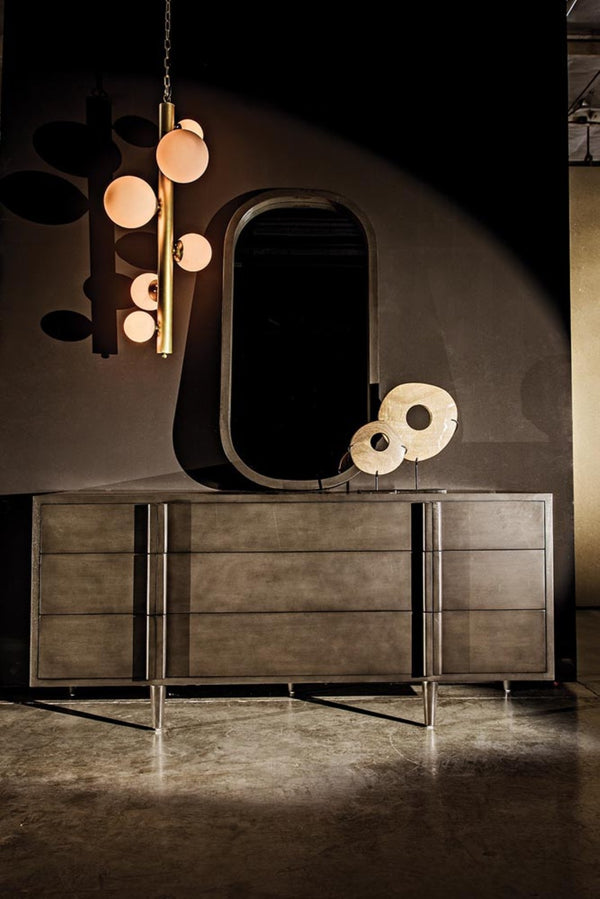 Noir Morten 9 Drawer Dresser - Hand-Carved Mahogany with Timeless Style and Ample Storage for Your Bedroom Pale GCON241P