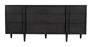Noir Morten 9 Drawer Dresser - Hand-Carved Mahogany with Timeless Style and Ample Storage for Your Bedroom Pale GCON241P