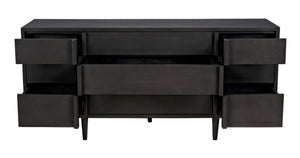 Noir Morten 9 Drawer Dresser - Hand-Carved Mahogany with Timeless Style and Ample Storage for Your Bedroom Pale GCON241P