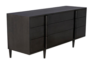 Noir Morten 9 Drawer Dresser - Hand-Carved Mahogany with Timeless Style and Ample Storage for Your Bedroom Pale GCON241P