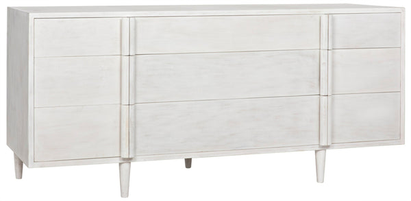 Noir Morten 9 Drawer Dresser - Hand-Carved Mahogany with Timeless Style and Ample Storage for Your Bedroom White Wash GCON241WH