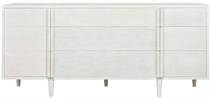 Noir Morten 9 Drawer Dresser - Hand-Carved Mahogany with Timeless Style and Ample Storage for Your Bedroom White Wash GCON241WH