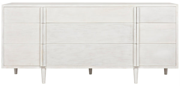 Noir Morten 9 Drawer Dresser - Hand-Carved Mahogany with Timeless Style and Ample Storage for Your Bedroom White Wash GCON241WH
