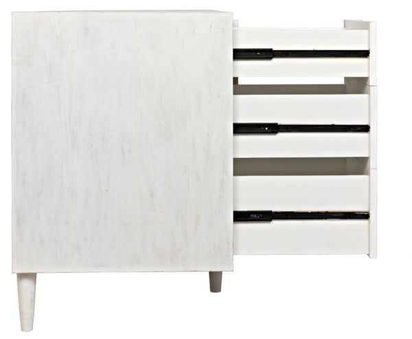 Noir Morten 9 Drawer Dresser - Hand-Carved Mahogany with Timeless Style and Ample Storage for Your Bedroom White Wash GCON241WH