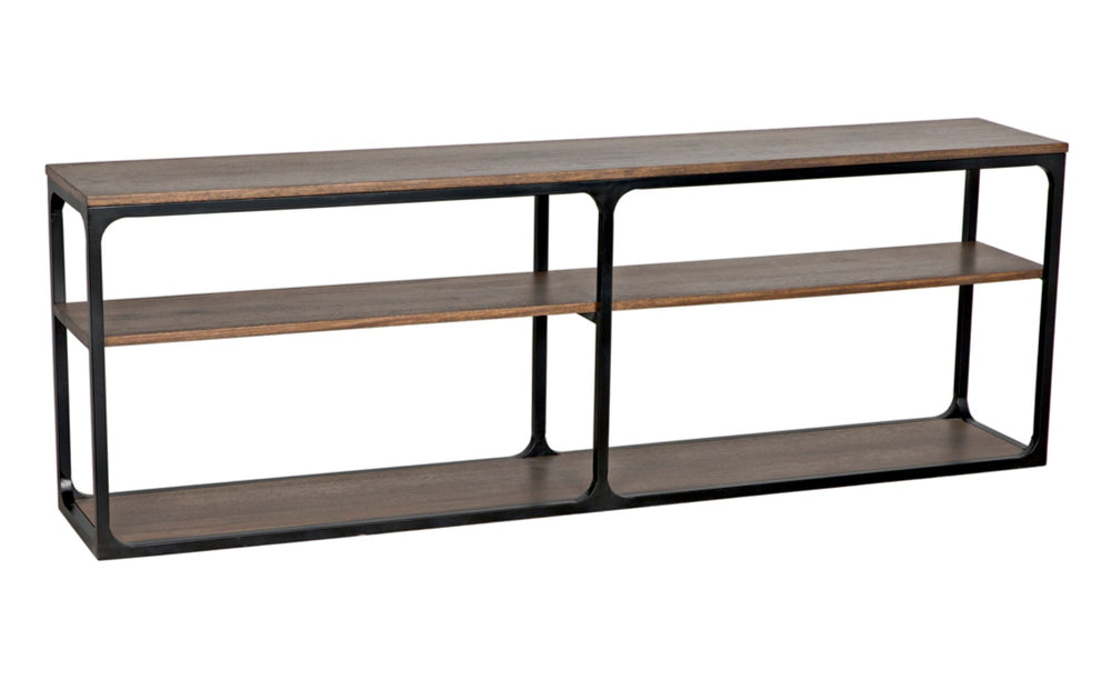 Noir Novie Console Table - Handcrafted Black Iron Frame with Dark Walnut Finish for Modern Interiors Large GCON242MTB-L