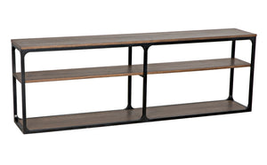 Noir Novie Console Table - Handcrafted Black Iron Frame with Dark Walnut Finish for Modern Interiors Large GCON242MTB-L