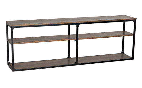 Noir Novie Console Table - Handcrafted Black Iron Frame with Dark Walnut Finish for Modern Interiors Large GCON242MTB-L