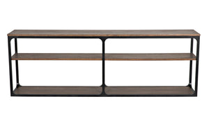 Noir Novie Console Table - Handcrafted Black Iron Frame with Dark Walnut Finish for Modern Interiors Large GCON242MTB-L