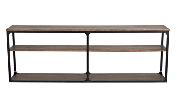 Noir Novie Console Table - Handcrafted Black Iron Frame with Dark Walnut Finish for Modern Interiors Large GCON242MTB-L