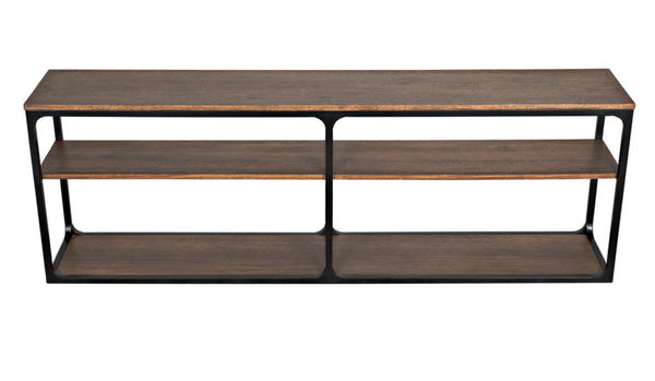 Noir Novie Console Table - Handcrafted Black Iron Frame with Dark Walnut Finish for Modern Interiors Large GCON242MTB-L