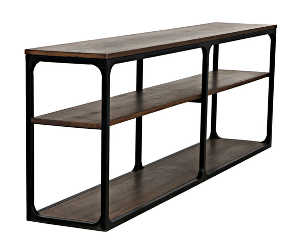 Noir Novie Console Table - Handcrafted Black Iron Frame with Dark Walnut Finish for Modern Interiors Large GCON242MTB-L