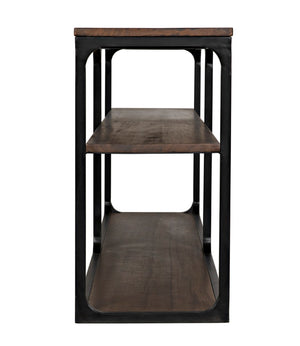 Noir Novie Console Table - Handcrafted Black Iron Frame with Dark Walnut Finish for Modern Interiors Large GCON242MTB-L