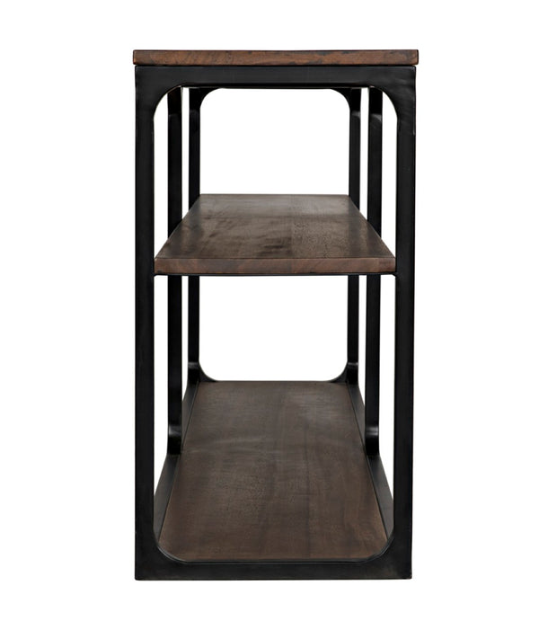 Noir Novie Console Table - Handcrafted Black Iron Frame with Dark Walnut Finish for Modern Interiors Large GCON242MTB-L