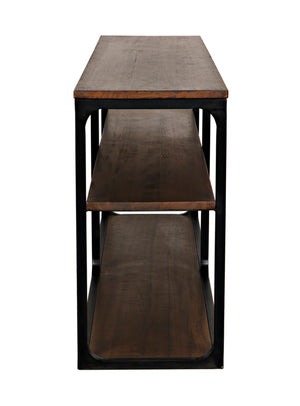 Noir Novie Console Table - Handcrafted Black Iron Frame with Dark Walnut Finish for Modern Interiors Large GCON242MTB-L