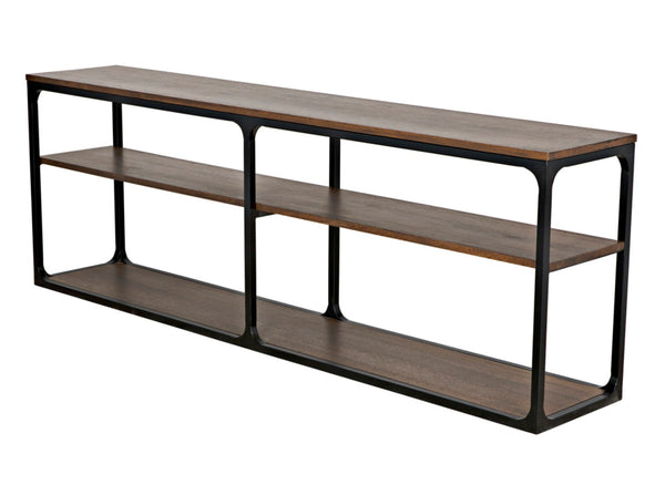 Noir Novie Console Table - Handcrafted Black Iron Frame with Dark Walnut Finish for Modern Interiors Large GCON242MTB-L