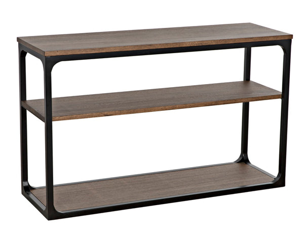 Noir Novie Console Table - Handcrafted Black Iron Frame with Dark Walnut Finish for Modern Interiors Small GCON242MTB-S
