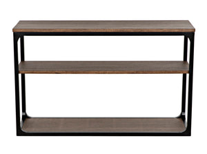 Noir Novie Console Table - Handcrafted Black Iron Frame with Dark Walnut Finish for Modern Interiors Small GCON242MTB-S