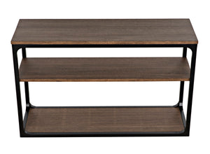 Noir Novie Console Table - Handcrafted Black Iron Frame with Dark Walnut Finish for Modern Interiors Small GCON242MTB-S