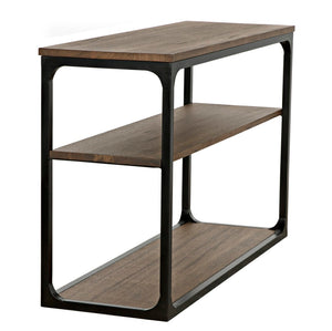 Noir Novie Console Table - Handcrafted Black Iron Frame with Dark Walnut Finish for Modern Interiors Small GCON242MTB-S