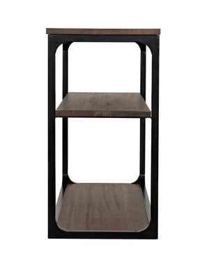 Noir Novie Console Table - Handcrafted Black Iron Frame with Dark Walnut Finish for Modern Interiors Small GCON242MTB-S