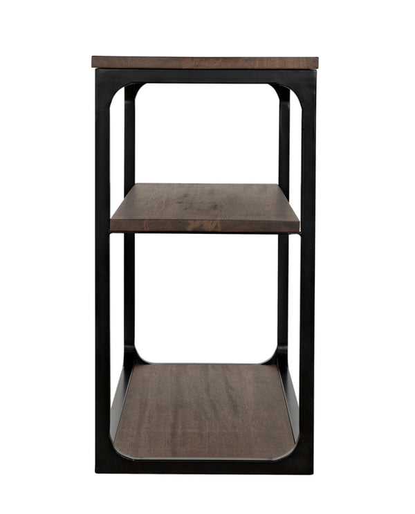 Noir Novie Console Table - Handcrafted Black Iron Frame with Dark Walnut Finish for Modern Interiors Small GCON242MTB-S