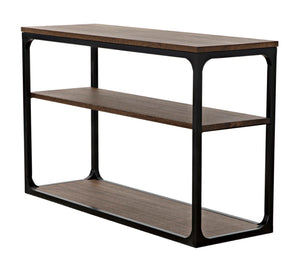 Noir Novie Console Table - Handcrafted Black Iron Frame with Dark Walnut Finish for Modern Interiors Small GCON242MTB-S