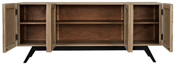 Noir Illusion Sideboard - Sculptural Walnut Storage with Iron Base, Modern Design for Stylish Interiors Bleached Walnut w/ Matte Black Frame GCON244BW