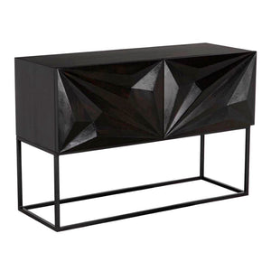 Noir Small Zurich Console Table - Modern Minimalist Design in Ebony Walnut with Sturdy Iron Accents GCON262EB-S