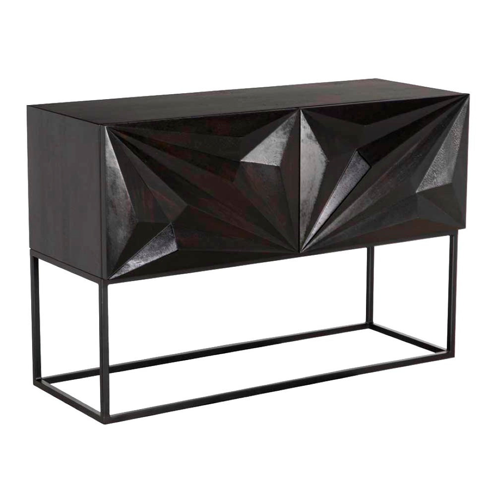 Noir Small Zurich Console Table - Modern Minimalist Design in Ebony Walnut with Sturdy Iron Accents GCON262EB-S