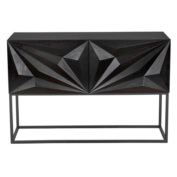 Noir Small Zurich Console Table - Modern Minimalist Design in Ebony Walnut with Sturdy Iron Accents GCON262EB-S