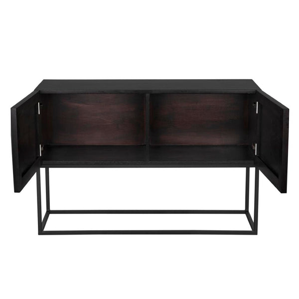 Noir Small Zurich Console Table - Modern Minimalist Design in Ebony Walnut with Sturdy Iron Accents GCON262EB-S
