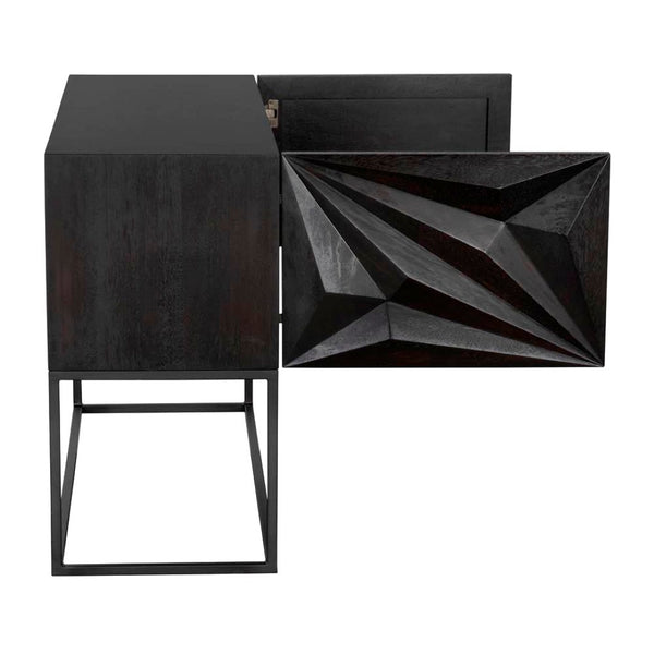 Noir Small Zurich Console Table - Modern Minimalist Design in Ebony Walnut with Sturdy Iron Accents GCON262EB-S