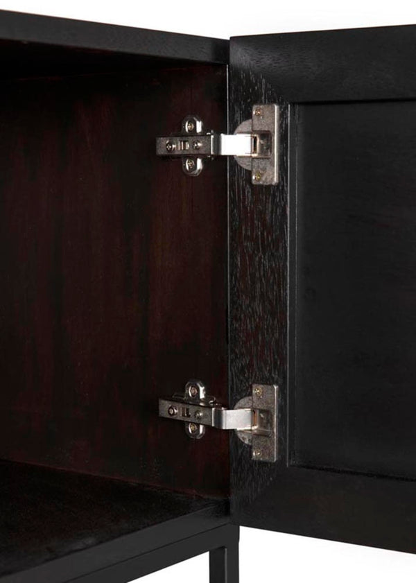 Noir Small Zurich Console Table - Modern Minimalist Design in Ebony Walnut with Sturdy Iron Accents GCON262EB-S