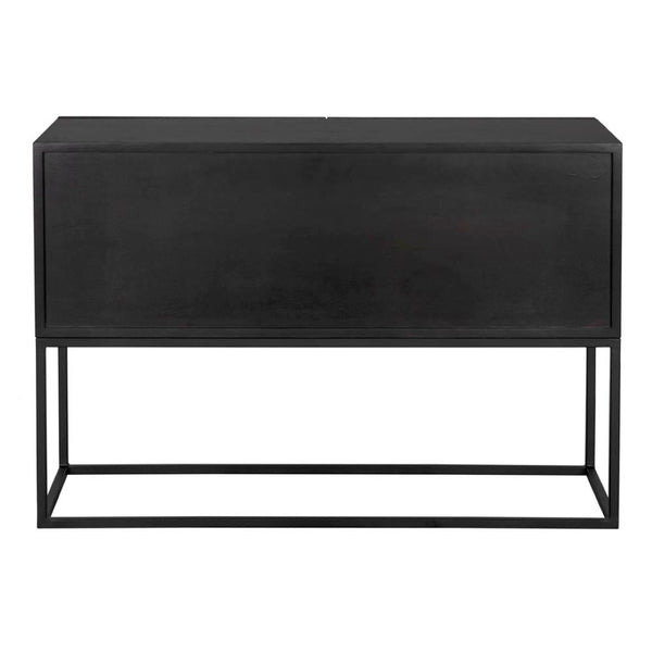 Noir Small Zurich Console Table - Modern Minimalist Design in Ebony Walnut with Sturdy Iron Accents GCON262EB-S