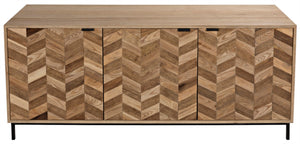 Noir Herringbone Sideboard - Elegant Walnut Storage Solution with Modern Iron Base for Stylish Living Spaces GCON270MTB