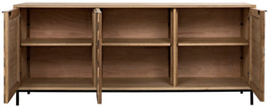 Noir Herringbone Sideboard - Elegant Walnut Storage Solution with Modern Iron Base for Stylish Living Spaces GCON270MTB