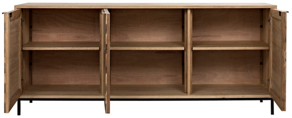 Noir Herringbone Sideboard - Elegant Walnut Storage Solution with Modern Iron Base for Stylish Living Spaces GCON270MTB