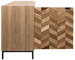 Noir Herringbone Sideboard - Elegant Walnut Storage Solution with Modern Iron Base for Stylish Living Spaces GCON270MTB