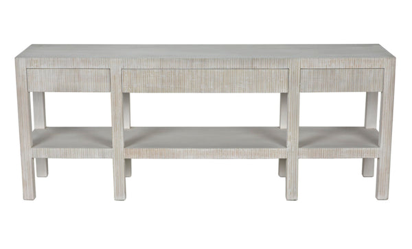 Noir Conrad Console Table - Elegant Solid Mahogany Design with Handcrafted Detailing for Modern Spaces White Wash GCON272WH
