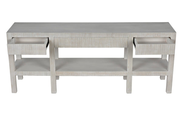Noir Conrad Console Table - Elegant Solid Mahogany Design with Handcrafted Detailing for Modern Spaces White Wash GCON272WH