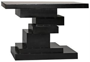 Noir Platoon Console Table – Modern Matte Black Iron with Asymmetric Design for Entryway & Living Room Decor GCON276MTB