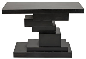 Noir Platoon Console Table – Modern Matte Black Iron with Asymmetric Design for Entryway & Living Room Decor GCON276MTB