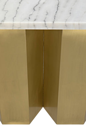 Noir Shilo Console Table - Artisan Bianco Crown Marble & Antique Brass Base, Unique Handmade Elegance GCON277MB