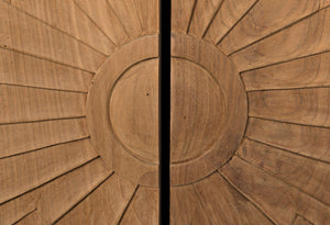 Noir Ra Sideboard: Hand-Carved Mid-Century Modern Buffet in Hand-Rubbed Black & Teak with Ample Storage GCON280HBT